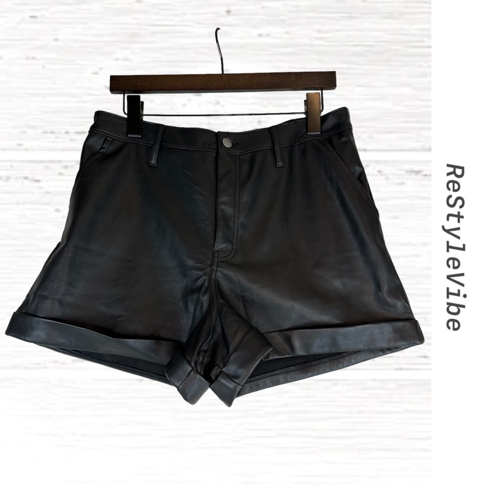Women's Black Leather Shorts